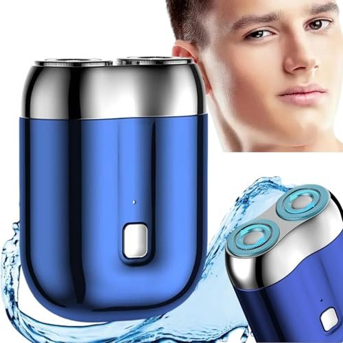 Pocket Shaver Usb Mini Shavers,Double Head Razor,Rechargeable Waterproof Compact Electric Shaver,Mens Electric Shaver,Mini Dual-Head Electric Shaver,Head Shavers for Men,Shaving Machines for Men(Blue)