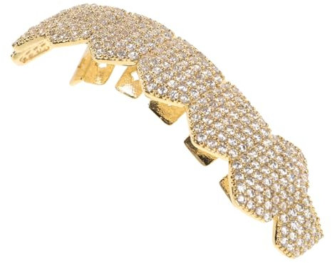 CONGARTENO Goldener Zahnaufsatz für Männer und Frauen Hip Hop Stil aus Kupfer Leicht Robust und Formstabil für Cosplay und Auftritte