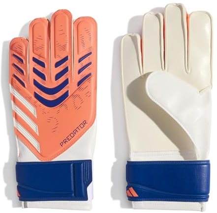 adidas Unisex-Kids Predator-Torwarthandschuhe, Signalkoralle/Weiß/Lucid Blue, Größe 7