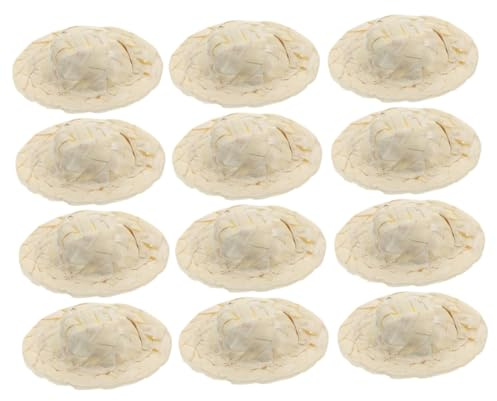 TOYANDONA 12stücke Mini Strohhüte Für Puppen Handgewebte Miniatur Hüte Dekoration Für Bastelprojekte Flaschen Und Puppenhäuser Bleichend Beutel