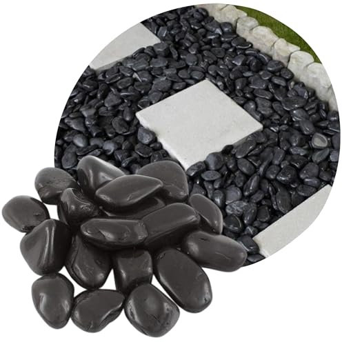 V-PREMIUM SOLUTION - Polierten Schwarzen Kieselsteine 2-4 cm - Dekorativ Stein - Gartendeko - Dekostein - Natürliche Gartendekoration aus Meeresboden - Glatte Oberfläche - Kieselsteine