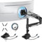 ARES WING Single Monitor Mount with USB, Ultrawide Monitor Arm for 24 to 57 Inch Heavy Duty Curved Screen, Adjustable Gas Spring Monitors Arm Stand up to 66LBS with 75/100/200 Vesa Mount, Black