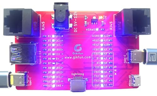 Gikfun USB Cable Tester Board USB Cable Checker Data Wire Charging Test Data Line for Type-C Micro AB Lightning RJ45 Connector GK1030