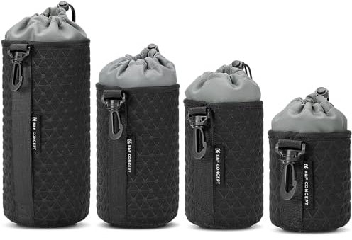 K&F Concept 4Pcs custodia per obiettivo, Borsa per obiettivi protezione ispessita Custodia Borsa antipolvere per obiettivo fotografico