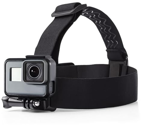 Head Strap Mount for GoPro Hero 13, 12, 11, 10, 9, 8, 7, 6, 5, 4, Session, 3+, 3, 2, 1, Hero (2018), Fusion, Max, DJI Osmo Other Action Cameras, Adjustable Elastic Head Harness Band for Diving Hiking