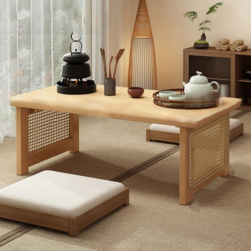 Onxyrbyte Japanischer Tisch niedrig,Tatami-teetisch,Moderners japanischer niedriger klappbarer couchtisch,Schwebender Fenster-Balkontisch,Für Meditation,Sitzen auf dem Boden,spirituelle Praktiken
