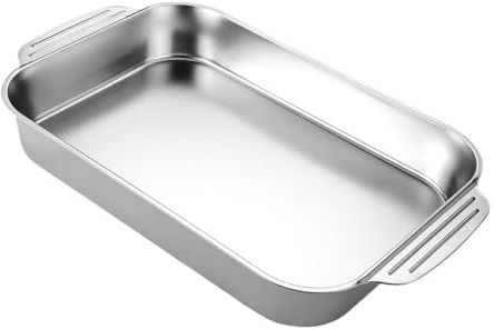 GRIRIW Plat À Cuisson Rectangulaire En Acier Inoxydable ÉPais Compatible Induction Four Barbecue Surface AntiadhéSive 40 8 X 24 2 X 5 5 Cm Pour Poisson Viande Familial