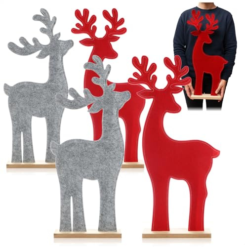 com-four® 4X Dekorativer Aufsteller für Weihnachten, große Rentiere | Christmas Aufsteller zum Dekorieren und Verschenken