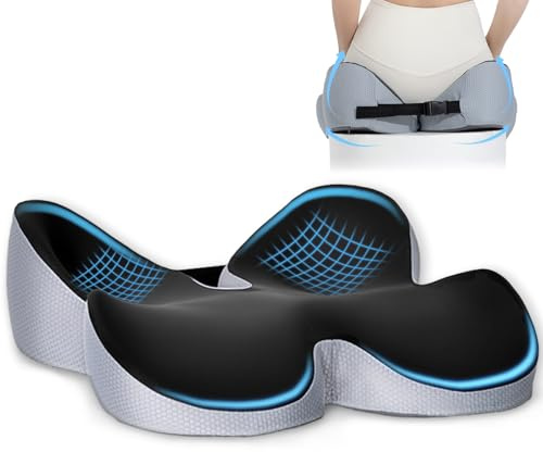 GRIRDDIV Cojin Silla Oficina, Cojín de Asiento de Espuma Viscoelástica, Almohada Antideslizante para Sentarse en Gaming, Diseño Ergonómico para Silla de Oficina y Hogar, Funda Lavable