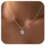 MIYUEFAN Kette Gold Damen 14K Vergoldet Halskette mit Coin kreuzen Einstellbare Goldkette Schmuck Geschenke
