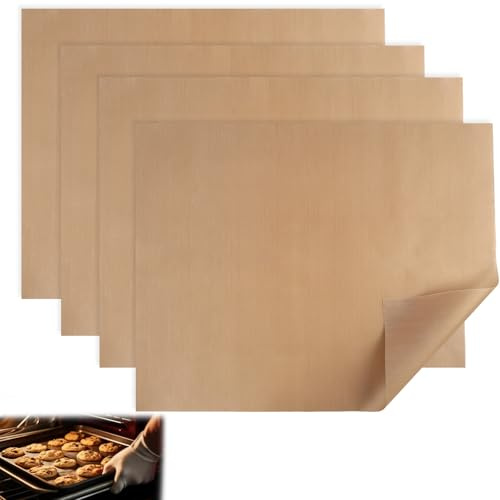 4 Pcs Oven Liners, 40cm x 50cm Teflon Oven Liner, Extra Thick 0.3mm Reusable Oven Bottom Mats for Fan Assisted Electric and Gas Ovens Non Stick BBQ Grill Mats Cooker Baking Pan Liners Drip Tray Sheets