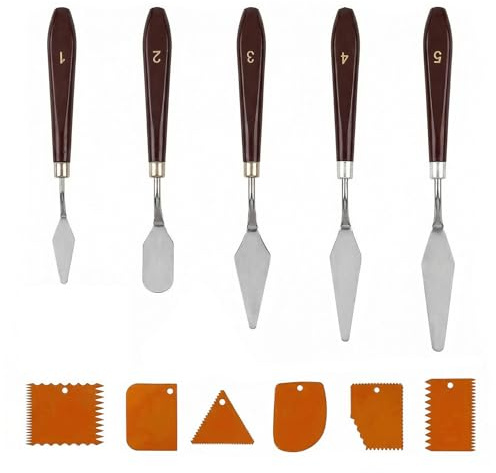 11 Piezas Juego De Cuchillos Para Pintar, Espátula De Paleta, Contiene 5 Cuchillos De Pintura Y 6 Cuchillos De Paleta, Para Pintura Al óleo, Acuarela, Artesanía De Textura