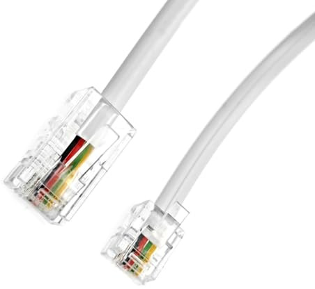 JZK 3M Cable telefónico RJ11 a RJ45, cable de extensión plano RJ11 macho a RJ45 macho, cable de red Ethernet, cable de red 6P4C a 8P8C para módem, fax y teléfono fijo - Blanco