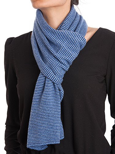 Dalle Piane Cashmere - Schal mit Streifen aus 100% Kaschmir - Made in Italy - für Frau, Farbe: Blau, Einheitsgröße