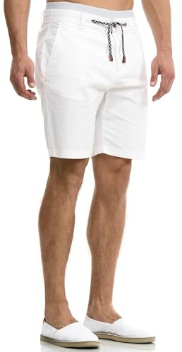 Indicode Herren Bowmanville Shorts aus Leinen & Baumwolle Atmungsaktiv