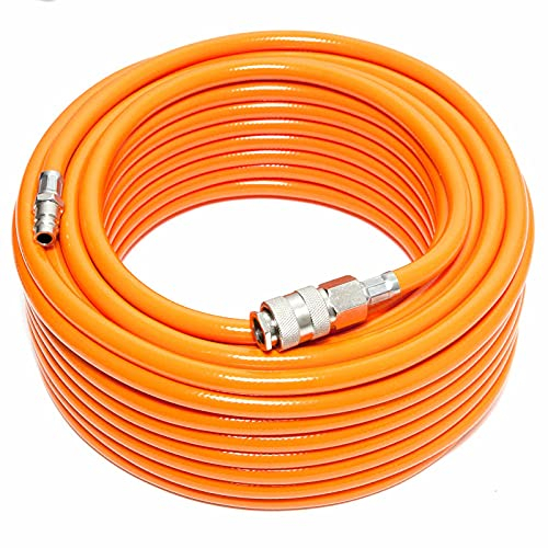 Druckluftschlauch mit Kupplungsmuffe und Kupplungsstecker Anschluss 6,3 mm 1/4 (PVC, bis 15 bar) (20 m)