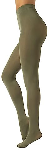 CALZITALY Collants Opaque en Douce Microfibre de Couleur | S, M, L, XL, XXL, 3XL, 4XL | 80 DEN | Fabriqué en Italie (L, OLIVE GREEN)