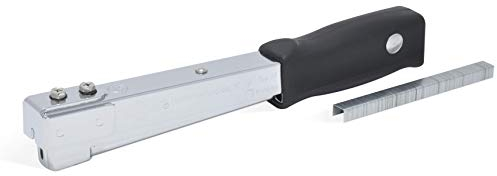 REGUR Hammertacker R 19, robuster Schlagtacker mit rutschfestem ergonomischem Handgriff, inkl. 5000 Stück Regur Typ 11/8mm Feindraht-Klammern zur Befestigung von Dachpappen, Folien, Teerpappe