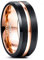 NUNCAD Herren Ring Rosegold Schwarz Wolfram Ring Partnerringe Hochzeitsring Damen Verlobungsringe Rosegold Freundschaftsring mit Rille 8mm Matt Größe 67.2