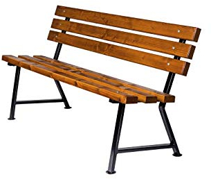Naka24 Parkbank Gartenbank Gestell aus Stahl Massivholz Kiefer 160 cm lang | Gartenmöbel Balkonmöbel Terassenmöbel aus Holz | Sitzbank aus Kieferholz Lattenstärke 32 mm (31212 160cm Stahl)