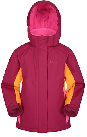 Mountain Warehouse Honey Skijacke für Kinder - Schneedicht, Kinderjacke mit Fleecefutter, Schneerock, Winterjacke - Hält Kinder warm Beere 128 DE (7-8 Jahre)