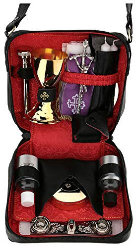 Holyart Leather shoulder bag with mass kit and hammered chalice