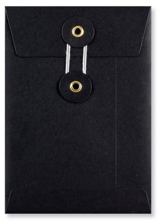 Natürlich verpacken Lot de 10 enveloppes C6, 162 x 114 mm, noires, fermeture à cordon, en papier kraft, enveloppes d'expédition