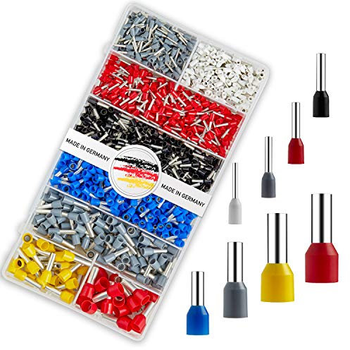 CrimpWERK 1200 Stück Aderendhülsen Set [0,50-10mm²] – Isolierte & unisolierte Aderendhülsen – Kabelschuhe für Crimpzange – Aderendhülsen Sortiment für Elektriker (ADE-CW)