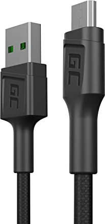Green Cell Kabel USB-A - Micro USB 0.3m Kurzes Ladekabel Schwarz Schnellladekabel High Speed Kompatibel mit Quick Charge 3.0 für Samsung, Xiaomi, Huawei, Kindle, Nexus, Android-Telefonen