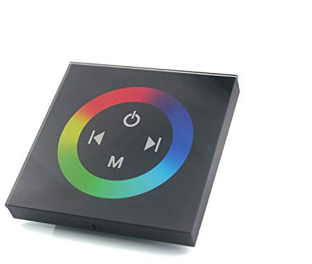 Taikuwu LED Touch Controller RGB - Glas Touchpanel, 12-24V 288W max, 4-Kanal Dimmer für RGB LED Streifen, Wandbedienung (86x86mm)