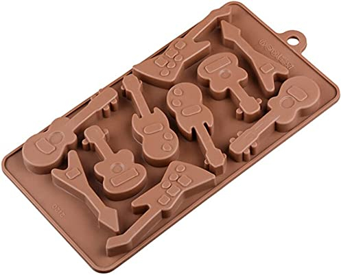 Selecto Bake Silikon-Backformen-Set in Gitarrenform für Schokolade, 3D-Schokoladenform, DIY-Backformen für Süßigkeiten, Gelee, Eiswürfel und Mini-Seife, Kuchendekoration