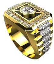 BAJIE Ehering Gold gefüllt Diamant Kissen Typ Zirkonia Edelstein Herrenring Sterling Silber 925 Schmuck