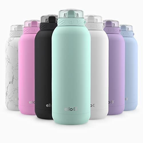 Ello Cooper Stainless Steel Water Bottle with Straw and Carry Handle, Double Walled and Vacuum Insulated Metal, Leak Proof Locking Lid with Soft Silicone Spout, Reusable, BPA Free 22oz, 32oz, 40oz