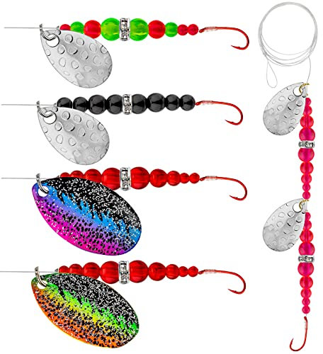 QualyQualy Trout bait spoons, trout spinner jig bait spinner bait, trout hook leader fishing bait rig fishing hook
