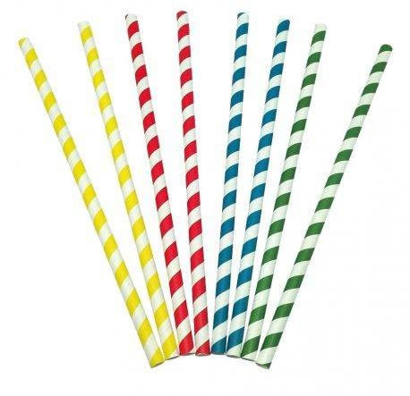 Pajitas de Papel Biodegradable, 20cm, Colores, Desechables, Ecológicas y Compostables (100)