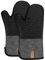 BONTHEE Ofenhandschuhe Topfhandschuhe Extra Lang Baumwolle kochhandschuhe mit Anti-Rutsch Silikon Gestreift backhandschuhe für Kochen Backen Grillen - 2er Set - Schwarz