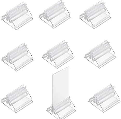 BOBOZHONG Acryl Namenskartenständer, 24 Stück Transparente Kunststoff Display Staffeleien für Fotos Schilder Prospekte Magazine Karten Memos
