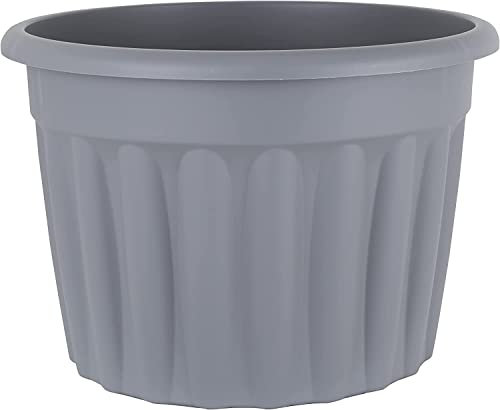JMS we create smile Extra Large Planter Upcycled Grey Plastic Round Planter Indoor/Outdoor Garden Plant Pot Lightweight & Weather Resistant Planters Plant Herb Flower Nursery Pot (60 CM)