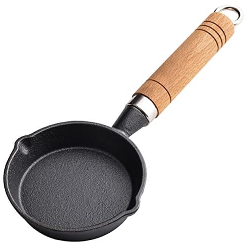 Homoyoyo Small Frying Pan Multi-use Cast Iron Egg Pastry Pan Heat-Resistant Handle for Kitchen Gadget