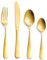 GoGeiLi Set di Posate da 24 Pezzi, Set di Posate in Acciaio Inossidabile Oro Opaco, Include Cucchiai, Forchette e Coltelli, Servizio per 6 Persone, Lavabile in Lavastoviglie