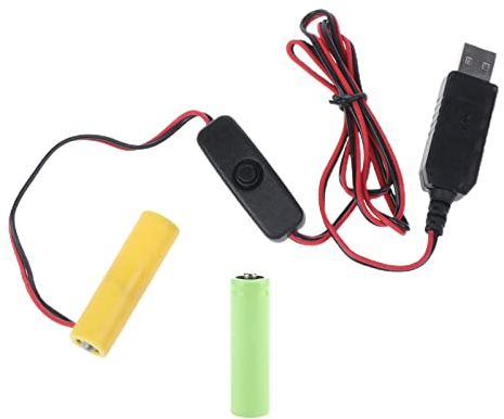 Jootoo Netzteil,USB Auf 3 V (2 X 1,5 V),Lr6 Aa Dummy-Batterie-Eliminator-Kabel Mit EIN-Aus-Schalter Für Fernbedienung,Radio-Led-Licht
