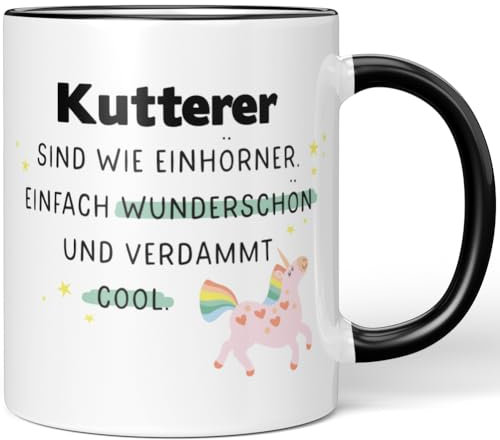 JUNIWORDS Tasse, Kutterer sind wie Einhörner. Einfach wunderschön und verdammt cool, Schwarz (7031335)