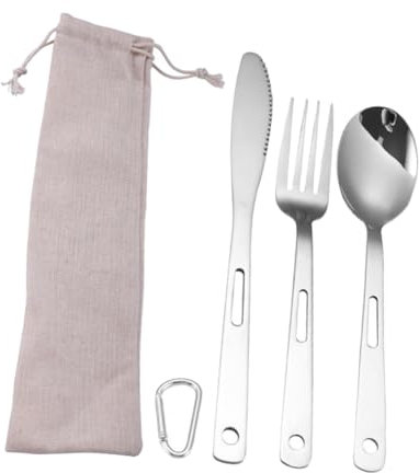 Toddmomy Geschirr Edelstahl Besteck Camping Reisebesteck Outdoor Geschirr Tragbares Für Picknick Wandern Bbq Kochen Essen