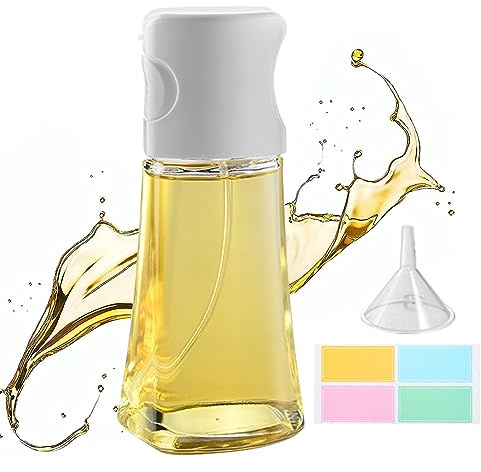 Oil Sprayer,220ml Glass Olive Oil Spray Bottle for Cooking Air Fryer | Oil Dispenser Oil Sprayer Mister with Sticker,Kitchen Gadgets Accessories for Salad Baking Vinegar Grilling
