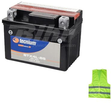 Compatible avec Kawasaki KLX 110 par an 2010 al 2022 Batterie TECNIUM YTX4L-BS 3 AMP 12 Volts Batteries PRÊTES pour Usage SPÉCIFIQUE Moto Scooter 113X70X85MM