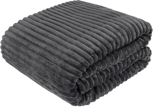 Cottonmarket Decken 220x240 cm - Zweiseitig Tagesdecke - Kuscheldecke Flauschig für Wintergarten und Balkon - Blanket für Terrasse - Gartenmöbel Überwurfdecke - Felldecke - Grau