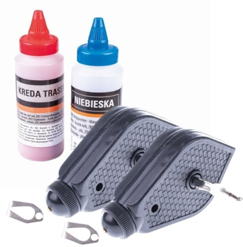 pokm toolsmarket - 4 Tlg SET: 2x Schlagschnur 30m & 2 Kreiden rot & blau, Markierschnur mit Kreide, Schnur feuchtigkeitsfest & gut sichtbar für exakte Linien