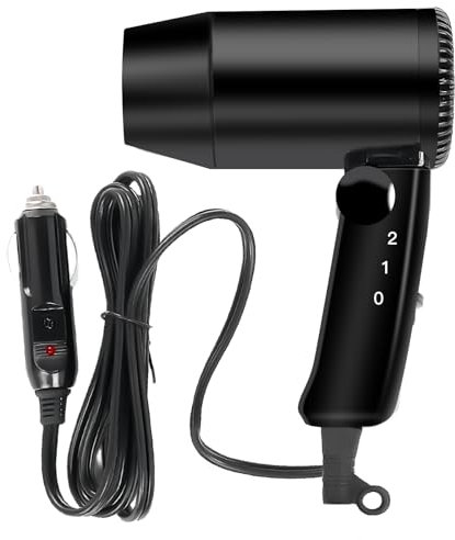 Vegena Secador de Pelo de 12 V para Coche - Mini Secador Portátil Compacto de Secado Rápido y Potente para Viajes y Camping