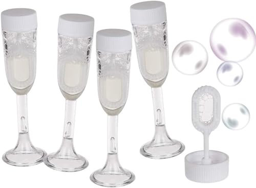 Quickdraw 24 x Wedding Bubbles Champagne Glass Shaped Table Favours Alternative to Confetti Pre-Filled & Wand Included