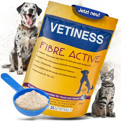 Vetiness Fibre Active 675 g für Hunde und Katzen | Probiotika Enterococcus Faecium, reguliert die Verdauung, bei Verstopfung und Durchfall, einfach ins Futter geben (675 gr)
